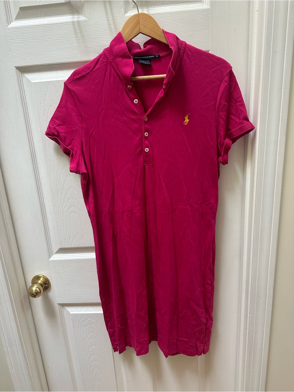 Ralph Lauren polo short sleeve dress hot pink XL cotton